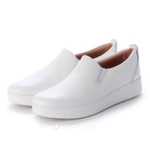 Fitflop Rally Slip on Sneakers Urban White Leather Size 8 NIB